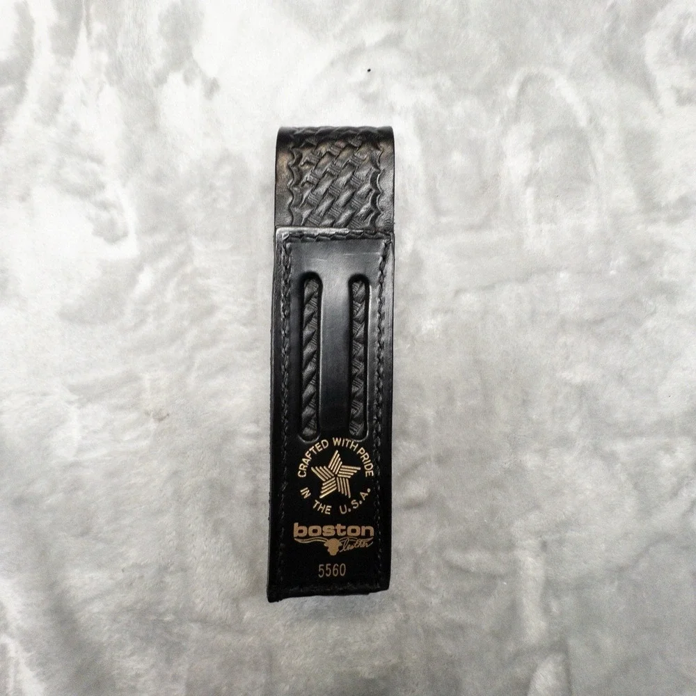 Boston Leather 5560 Basketweave Black Duty Belt Flashlight Holster Made In USA
